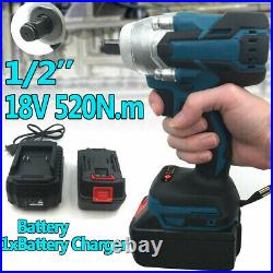 18V 1/2 520Nm Brushless Impact Wrench Replacement For Makita DTW285Z +2 Battery