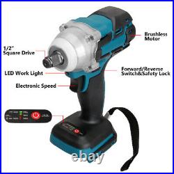 18V 1/2 520Nm Brushless Impact Wrench Replacement For Makita DTW285Z +2 Battery