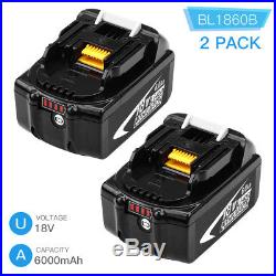 2xBL1860B Replace for Makita 18V Lxt Lithium Battery 6.0Ah BL1830B BL1850 BL1860