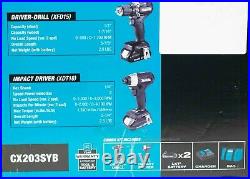 (MA5) Makita CX203SYB 18V LXT Sub-Compact Driver-Drill & Impact Driver Combo Kit