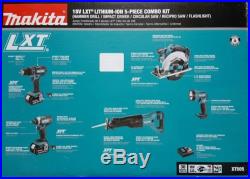 Makita 18V LXT 3.0 Ah Cordless Lithium-Ion 5-Piece Combo Kit XT505 new