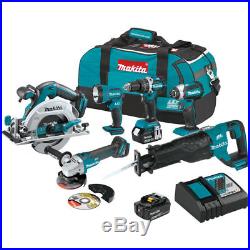 Makita 18V LXT Brushless Cordless Drill 6 Piece Combo Power Tool Kit with Battery
