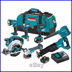 Makita 18V LXT Brushless Cordless Drill 7 Piece Combo Power Tool Kit with Battery