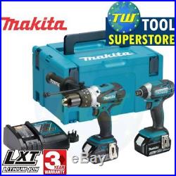 Makita 18V LXT Heavy Duty Combi Drill & Impact Driver Twin Pack 2x 5Ah, Charger