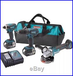 Makita 18-Volt Lithium-Ion 3-Piece Hammer Drill/Impact Driver/Angle Grinder