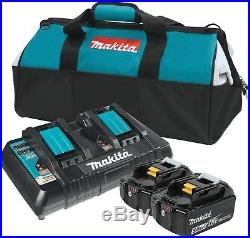 Makita BL1850B2DC2 18V Battery 2 Pk BL1850b & Dual Port Charger DC18RD & Bag