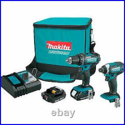 Makita CT225R 18V LXT LithiumIon Compact Cordless 2 Pc. Combo Kit XFD10Z & XDT1
