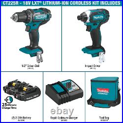 Makita CT225R-R 18V LXT LithiumIon Compact Cordless 2Pc. Combo Kit, (Recon)