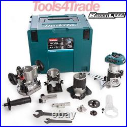 Makita DRT50ZJX3 18V LXT Brushless Router Trimmer Body with Extra Bases in Case