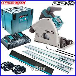 Makita DSP600ZJ 36V 165mm Plunge Saw + 2 x 5Ah Batteries Charger & Accessories
