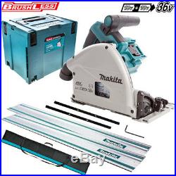 Makita DSP600ZJ 36V Brushless Plunge Saw With 2 x 1.5M Guide Rail, Bag & Case