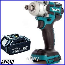 Makita DTW285Z 18V 1/2in Brushless Impact Wrench With 1 x 5.0Ah BL1850 Battery