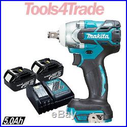 Makita DTW285Z 18V Brushless 1/2in Impact Wrench With 2 x 5Ah Batteries Charger