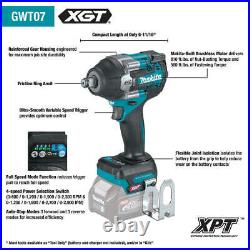 Makita GWT07Z 40V XGT Brushless 1/2 Sq. Mid-Torque Impact Wrench -Bare Tool