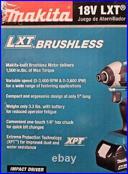 Makita XDT13SM1 18V LXT Lith-Ion Brushless Cordless Impact Driver Kit 4.0Ah, NEW