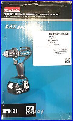 Makita XFD131 18V LXT Lithium Ion Brushless Cordless 1/2 Driver Drill Kit
