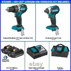 Makita XT269R 18V 2.0 Ah Compact LXT Lithium-Ion BL Brushless 2-Piece Combo Kit