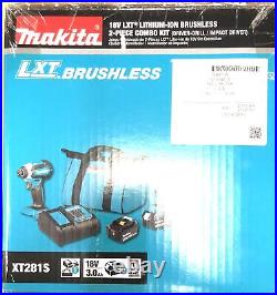Makita XT281S 18V LXT Lithium-Ion Brushless Cordless Drill 2 Tools with Battery