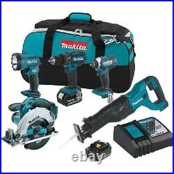 Makita XT505 18V LXT Lithium-Ion Cordless 5 Tool Combo Kit with Two 3 Ah Batteries