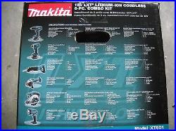 Makita XT601 Cordless 18-volt LXT Lithium-Ion Combo Tool Kit Set 6 Tools NEW 18V