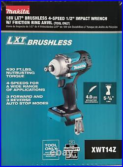Makita XWT14Z 1/2 Brushless Mid Torque 18 volt BL Impact 4 Speed W Friction NEW