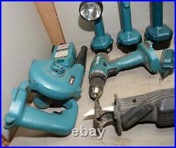 Makita tool lot 18 v 14 v 12 v flashlight blower drill sawsall charger vintage
