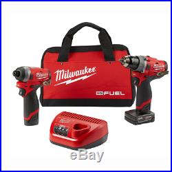 Milwaukee 2598-22 M12 FUEL 2-Tool Hammer Drill and Hex Impact Driver Combo Kit