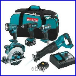 NEW Makita 18V LXT Cordless 5-Tools Combo Kit with Rapid Charger and Tool Bag