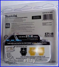 New Genuine In Package Makita BL1860B 18V Battery 6.0 AH LED Gauge 18 Volt LXT