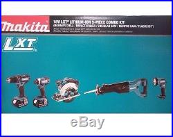New Makita 18 Volt LXT Lithium Ion Cordless 5 Piece Combo Power Tool Kit