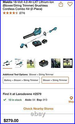 New makita combo kit 18v brushless blower & Trimmer with4.0 Ah Battery & Charger